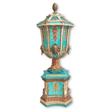 French Baroque Rococo Sevres Style Gold Gilt Versace-esque Lion Head 26" Urn