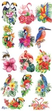 Violette Stickers Tropical Hawaiian Birds Flowers Scrapbook Craft Planner Supply