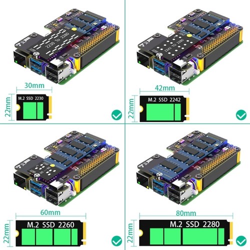 NVMe to PCIe Adapter for RPi 5 NVME SSD Cooling Fan Automatic LED - Bild 6 von 8