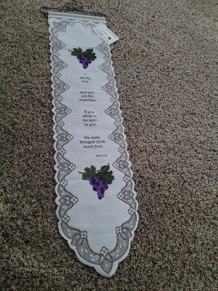 遗产花边壁饰悬挂约翰 15:5 金属衣架圣经诗葡萄藤 — 第 3/4 张图片