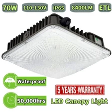 2-10 Pcs 70W LED Gas Station Canopy Ceiling Light High Bay Carport Garage Light