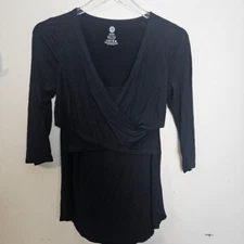 Kindred Bravely Bamboo Crossover Wrap Nursing Top, Black, Size Small