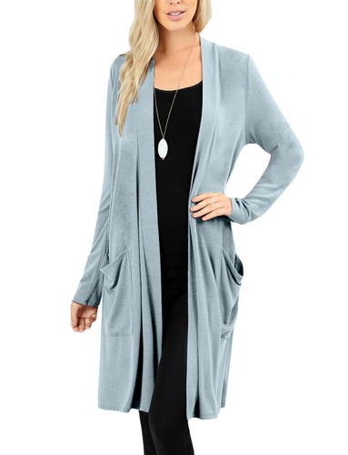 NE PEOPLE Damen Basic Langarm vorne offen lässig Taschen Cardigan NEUJ1440 - Bild 50 von 125