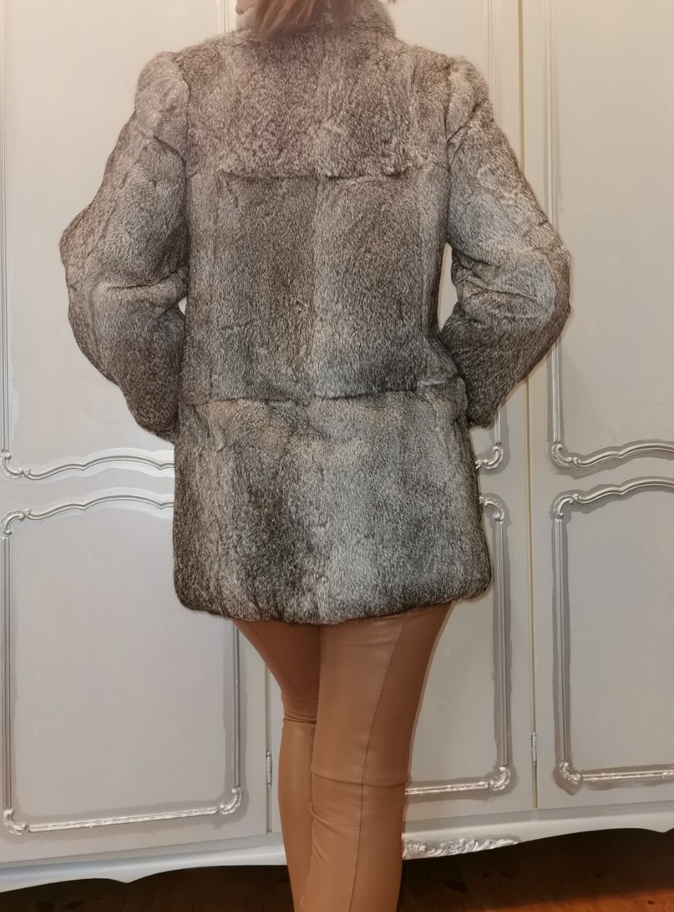 Echtpelz Pelz Jacke Mantel grau Kaninchen 38 M eBay
