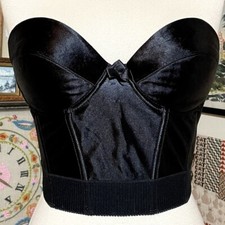 80s Vintage Sears Black Low Back Waist Length Strapless Bra Size 38C