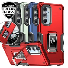 For Motorola Edge Plus 5G UW 2022 Ring Case Defender Stand+Tempered Glass Screen
