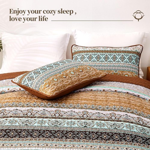WONGSBEDDING Boho Bohemian Queen King Bedding Quilt Set,Bedspread for All Season - Picture 44 of 141
