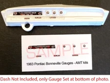 1963 PONTIAC BONNEVILLE GAUGE FACES for 1/25 scale AMT kits—PLS READ DESCRIPTION