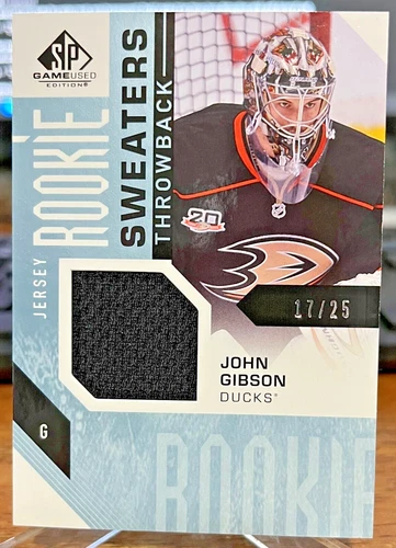 2016-17 SP Game Used John Gibson Rookie Throwback Jersey Anaheim Ducks #17/25