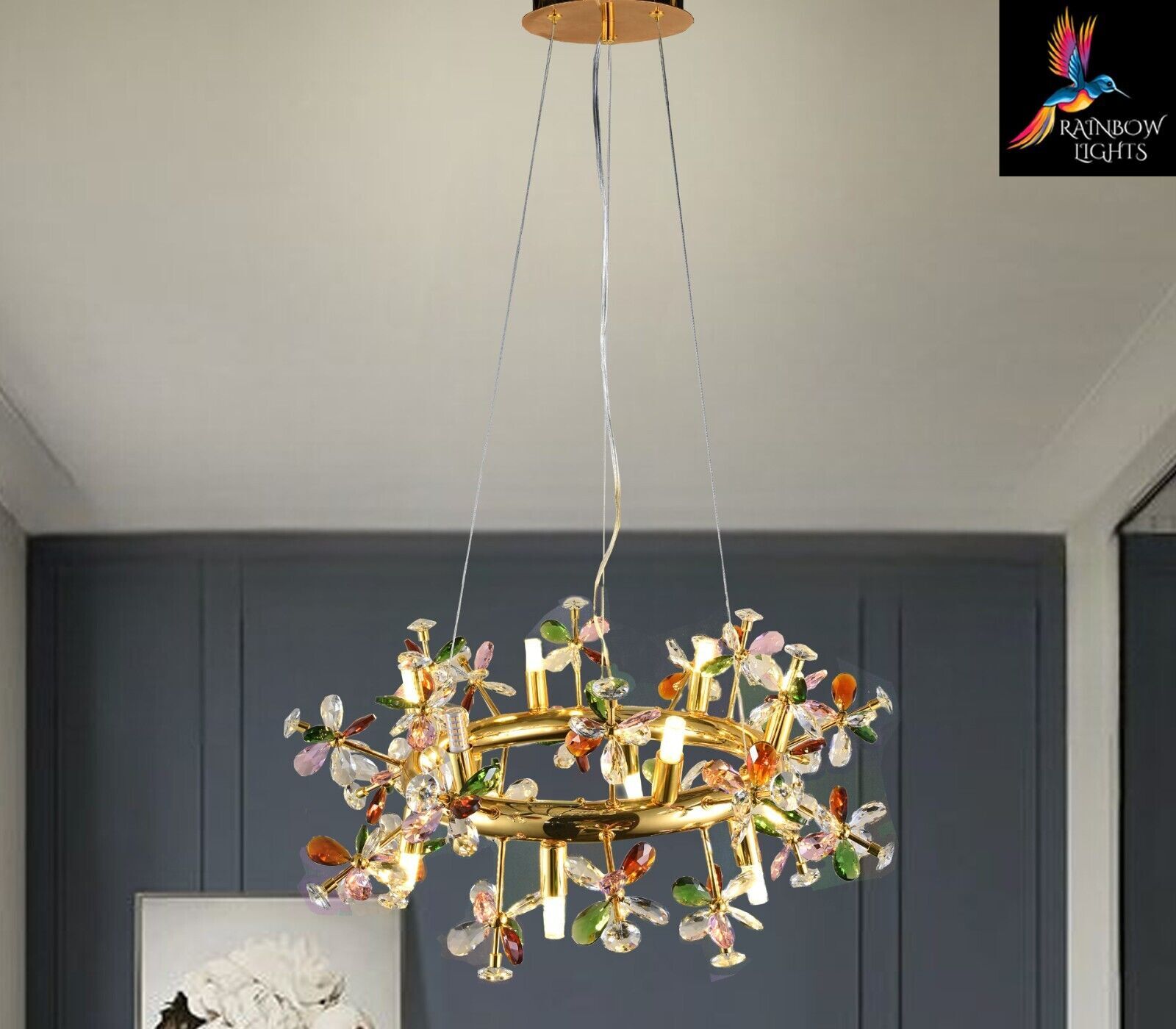 French Chrome Gold Crystal Petal Starburst Earrings