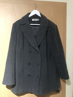 Kurzer Wollmantel Mantel Jacke GIADA Damen 42 XL Grau Knöpfe Kragen gebraucht