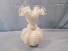 Fenton Milk Glass Silver Crest Beaded Melon Vase 6 3/8" Tall INV2