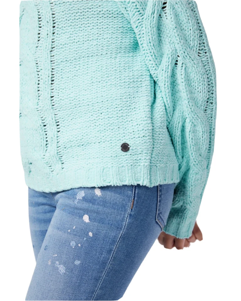 Justice Girls Sweater Aqua Size 16/18 Plus Pullover Long Sleeve Warm Cable Knit - Image 2 of 4