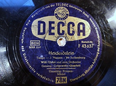 Will Glahe - Golgowsky-Quartett - Heideröslein - DECCA - 10'' 78 RPM