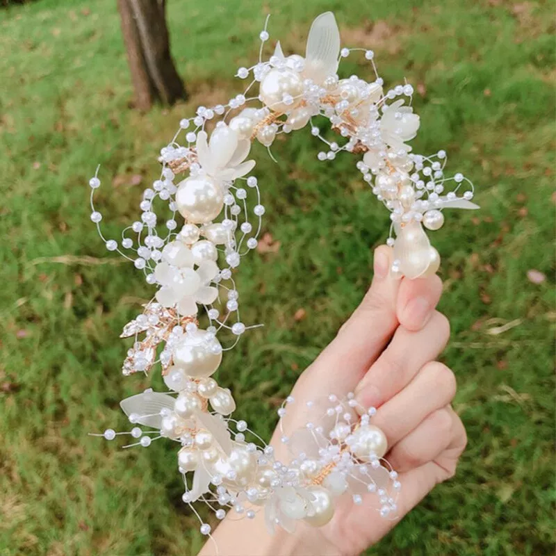 Crystal Hair Flower Pearl Headband Wedding Party Bridal Hair Accessory Headpiece