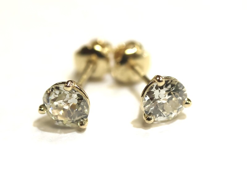 New GIA 14k yellow gold 1.13ct VS2 J K round diamond Martini stud earrings