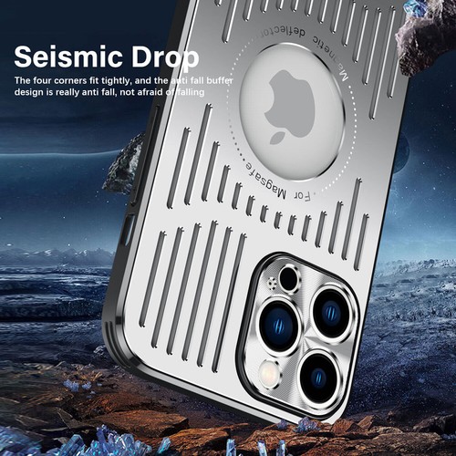 For iPhone 16 Pro Max 15 14 13 12 MagSafe Metal Case Heat Dissipation Shockproof - Picture 11 of 21