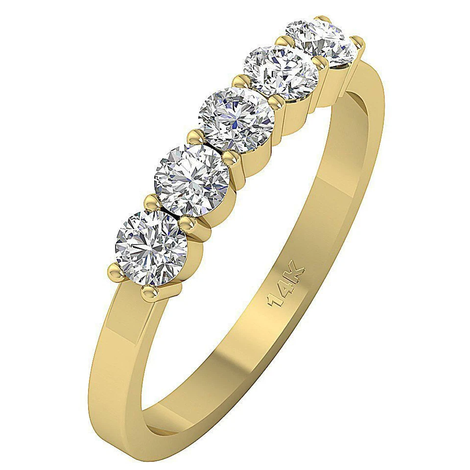 5 Stone Engagement Ring I1 G 1.00 Ct Natural Diamond 14K White Yellow Rose Gold - Image 4 of 4