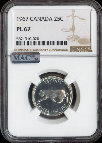 1967 Canada 25 Cents 25C NGC PL67 MAC Quality