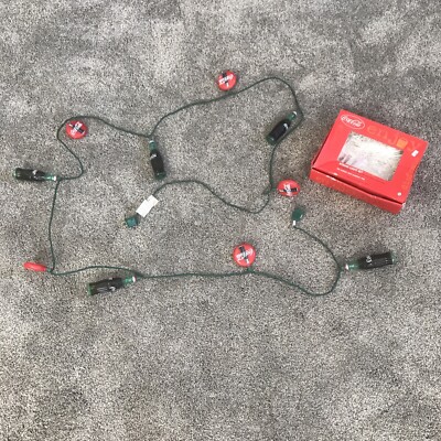 COCA COLA - Vtg String Lights Christmas Tree Coke Strand 10 Covers Bear Bottle