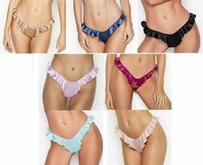    XS S M L XL    Victoria Secret SATIN SILK High Hi Cut THONG Panties Super Soft