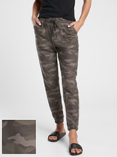 ATHLETA WOMEN'S BLACK OLIVE GREEN ELASTIC WAIST CAMO FARALLON JOGGER PANTS Sz 4