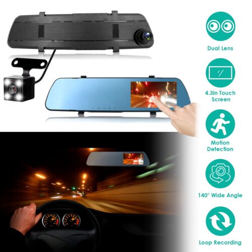 4.3" Touch Screen 1080P Car DVR Dual Dash Cam Camera Front Rear Video Recorder - Picture 2 of 16