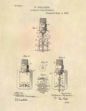 Fire Sprinkler VERY EARLY US Patent Art Print-  Antique Vintage Firefighter 644