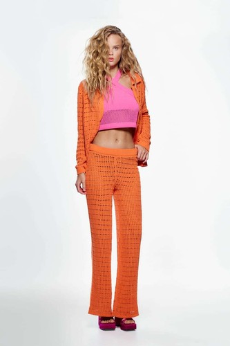 ZARA NEW WOMAN SS22 CHENILLE TROUSERS REF. ORANGE | 7901/562 | eBay