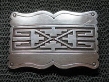 NAVAJO STERLING SILVER ABSTRACT TRIBAL HIPPIE BELT BUCKLE VINTAGE RARE N 42g