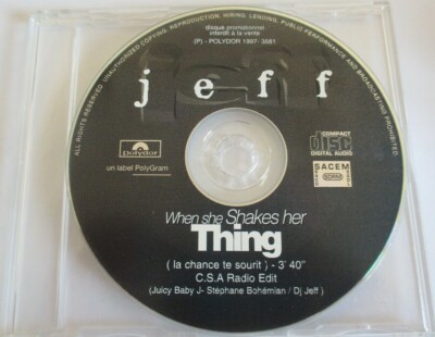 JEFF - CD SINGLE PROMO ''WHEN SHE SHAKES HER THING (LA CHANCE TE SOURIT)''