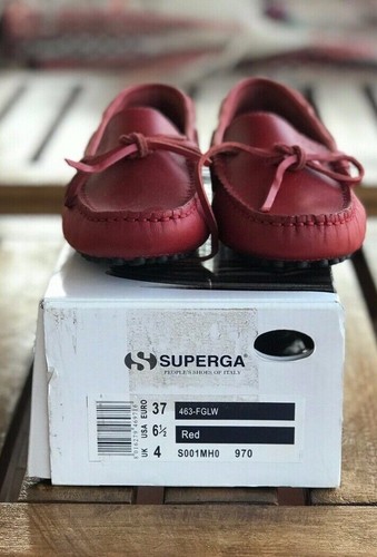 SUPERGA MOCASSINI PELLE DONNA ROSSI MAI USATI TACCHETTI 463-FGLW | eBay