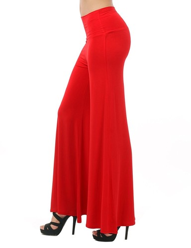 Women Palazzo Ladies Plain Leggings Flared Wide Leg Pants Baggy Trousers 8-22 - Picture 33 of 99