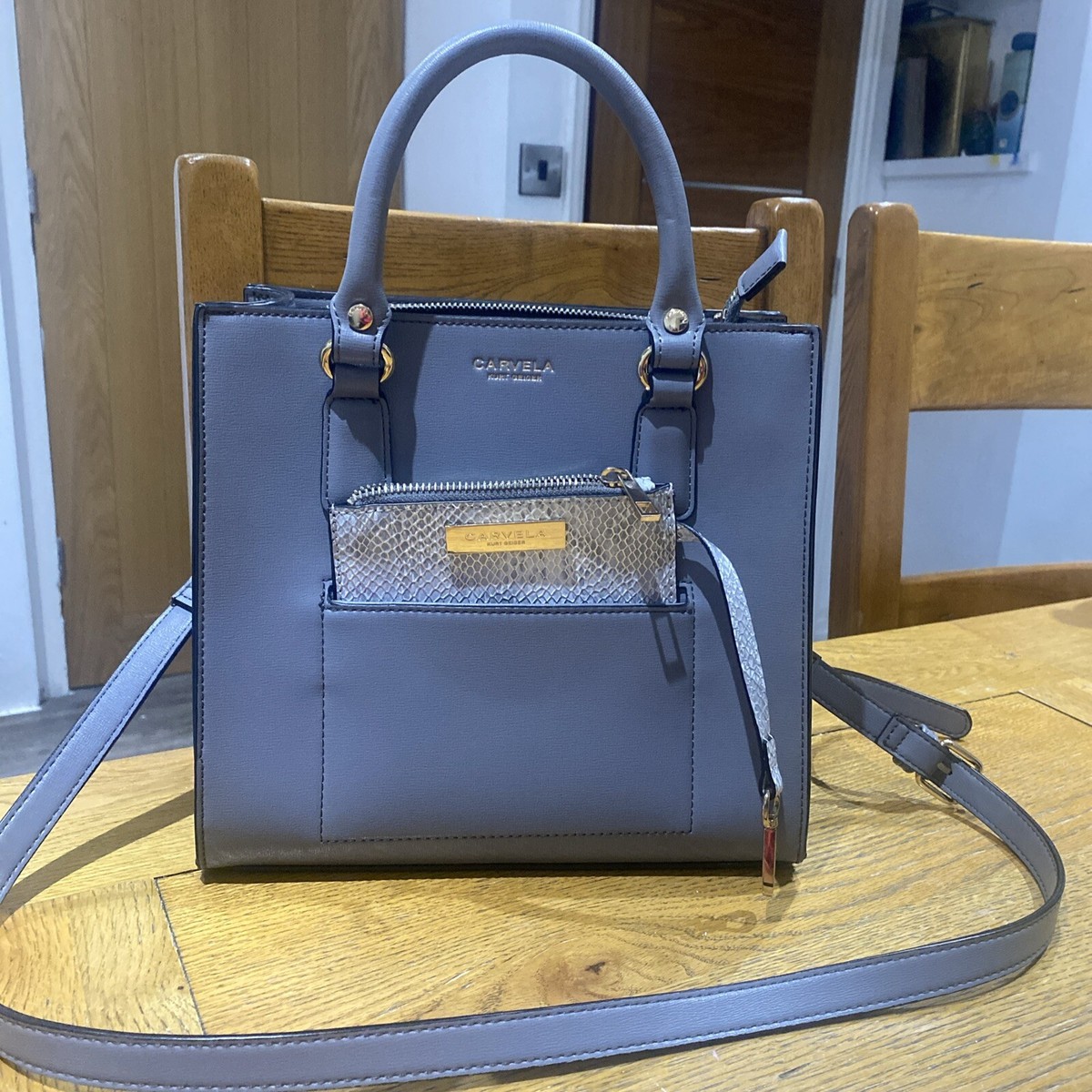 NWOT KURT GEIGER CARBELA ORGINAL DESIGNER GREY HAND Bag SHOULDER+COIN PURSE  VGC