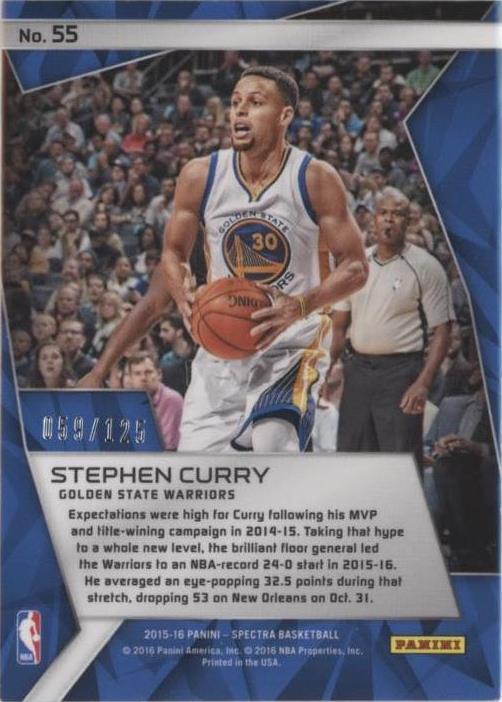 2015-16 Panini Spectra - Stephen Curry #55 for sale | eBay