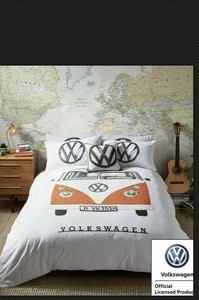 Volkswagen Vw Orange Campervan Double Duvet Cover Quilt