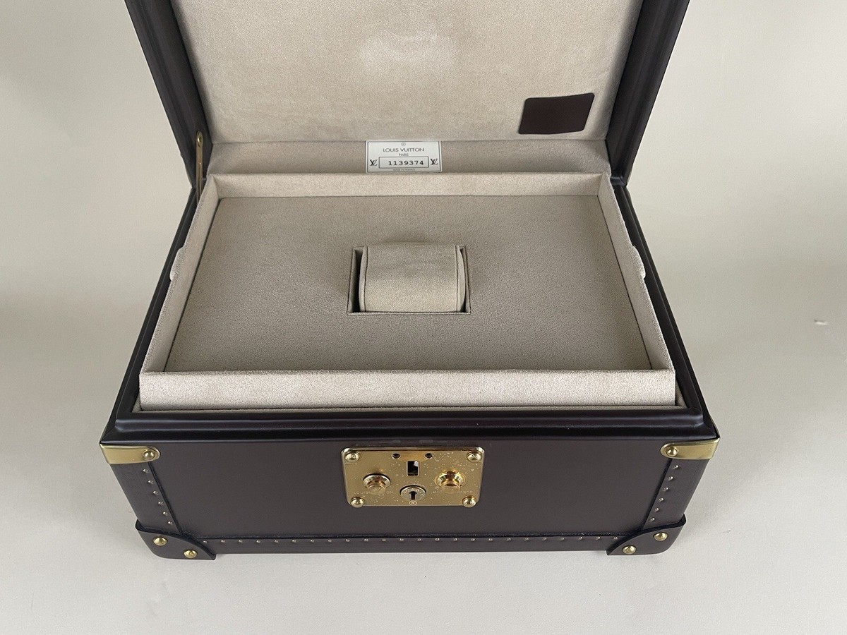 Rare* Louis Vuitton Brown Leather Jumbo Watch Box Case w Rare* Louis Vuitton Brown Leather Jumbo Watch Box Case w