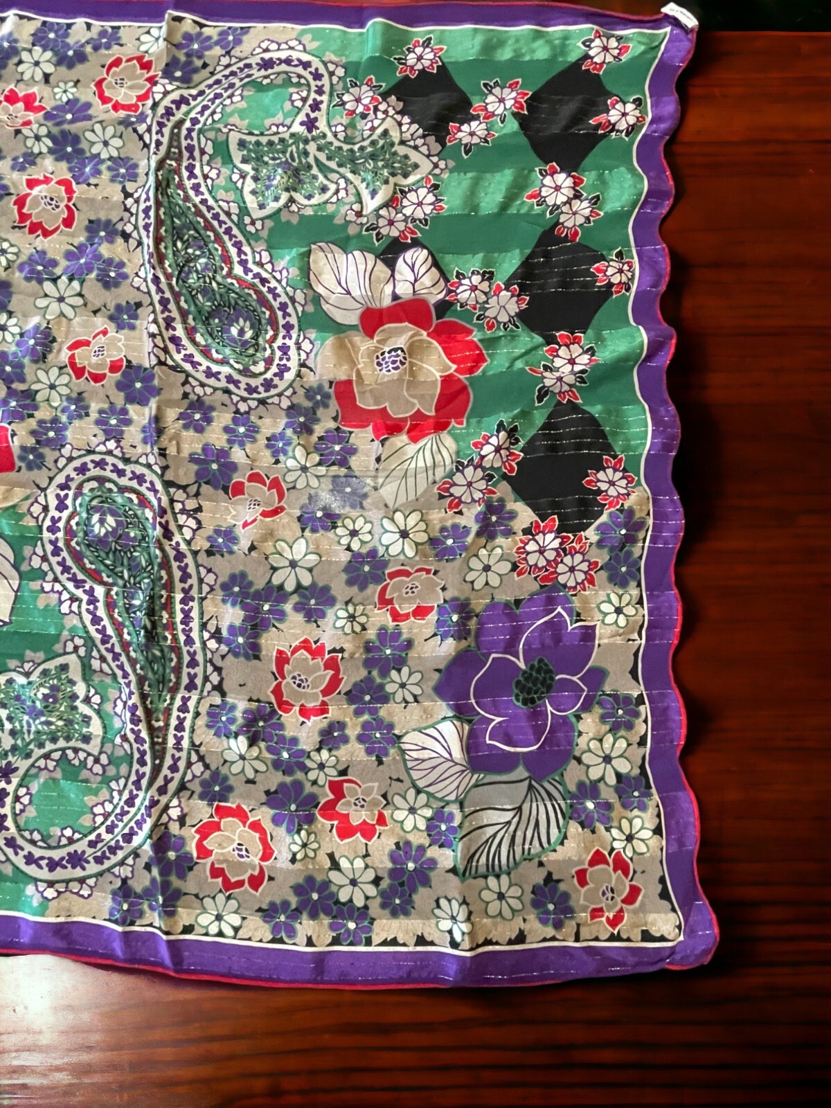 Vintage Codello Womens Rectangular Scarf Purple R… - image 5