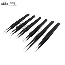 6Pcs ESD Anti-Static Stainless Steel Tweezer Eyebrow Tweezers Maintenance Tools