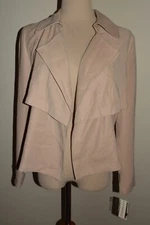 New Womens Bar III Jacket XS Beige Tiered Open Front Long Sleeve Blazer