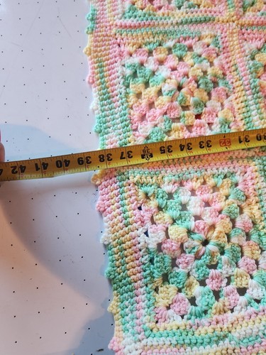Crochet Baby Blanket Green Pink Yellow Handmade Home Nursery Very Clean Vintage - Picture 5 of 12