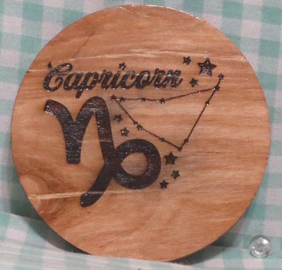 Hardwood Coaster Zodiac Image Capricorn One-of-a-Kind Laser Engraved