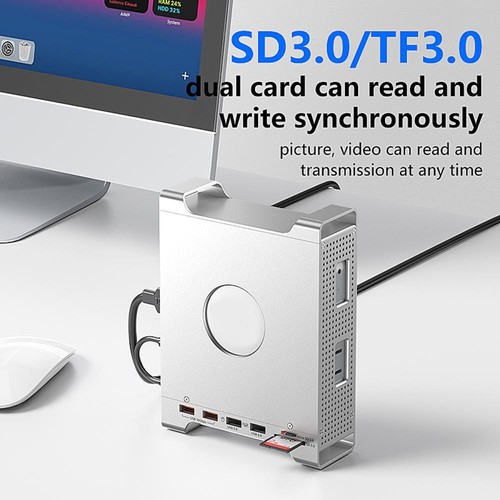 For Mac Mini M4/M4 Pro Stand Type-C Docking Station SSD Case USB3.2 Gen2 SD3.0 - Afbeelding 6 van 13