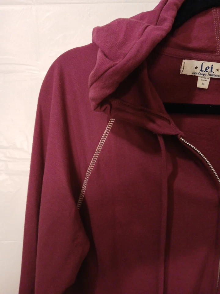 Chaqueta con capucha para mujer L.e.i.’s XL rosa con cremallera Foto 3 de 4