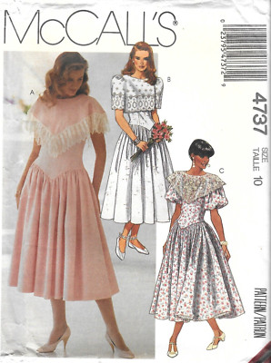 Uncut McCall's Sewing Pattern 4737 Misses' Dress with Sleeve Variations Size: 10