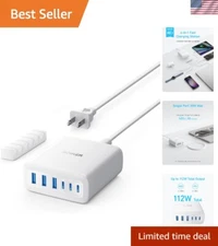 Powerful 6-Port Charging Station for iPhone, iPad & MacBook - 112W Fast Charge