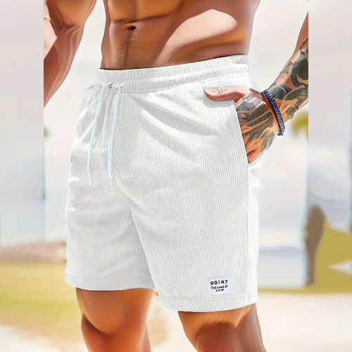 Mens Corduroy Beach Shorts Elasticated Waist Drawstring Casual Summer Pants AU - Picture 12 of 34