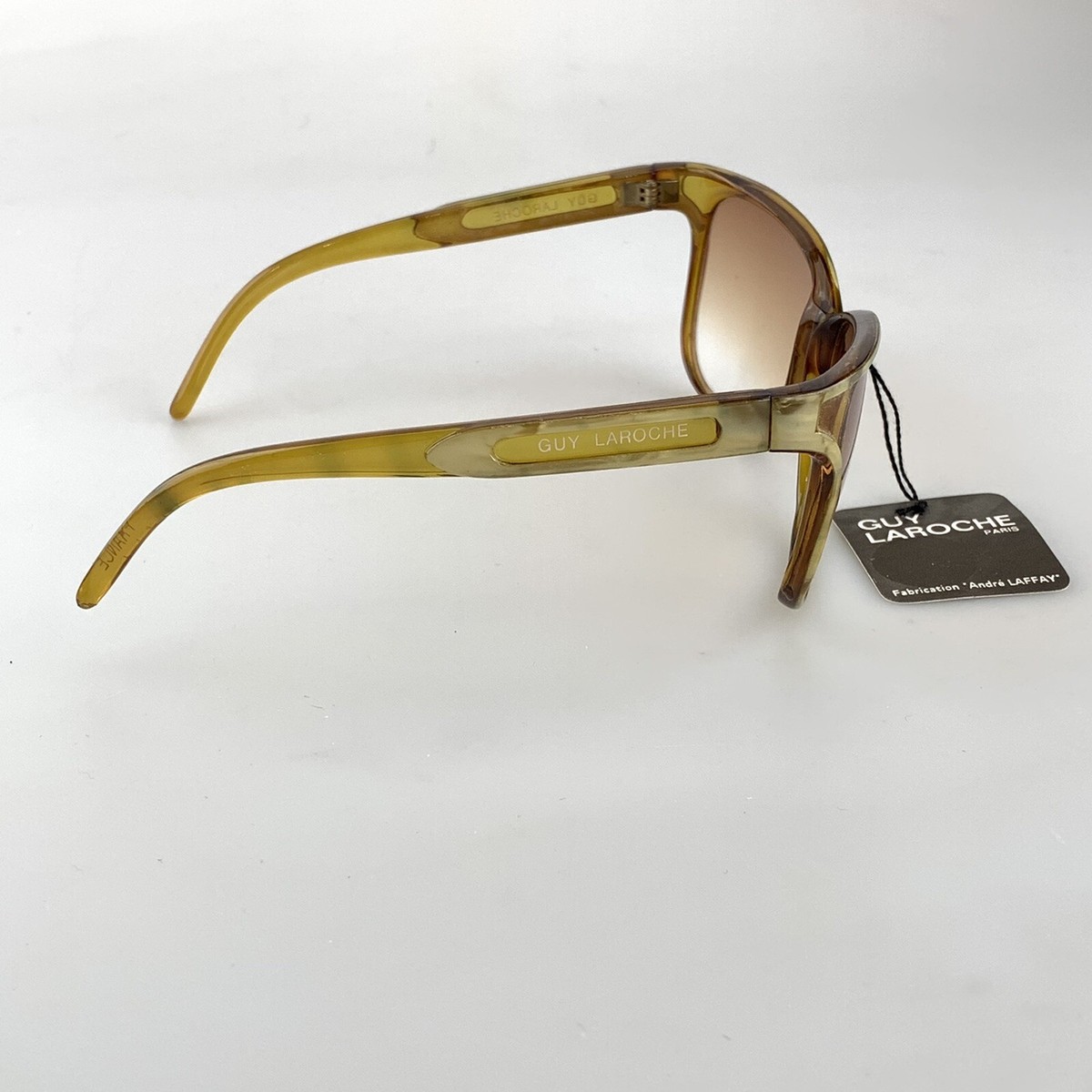 Guy Laroche Vintage Sunglasses Pearl Square Cat Eye Green Made In France NOS