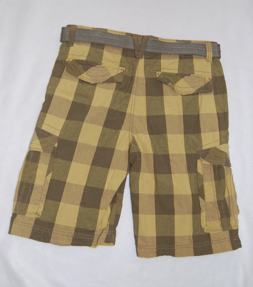 MENS SHORTS Union Bay CARGO with Belt PLAID Mustard Yellow Sage SIZE 29 30 32  - Image 2 of 2