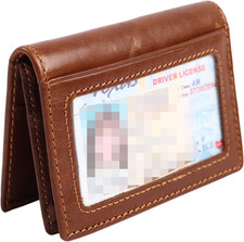 RFID Mens Slim Front Pocket Wallet Genuine Leather Bifold Id/Credit Card Holder